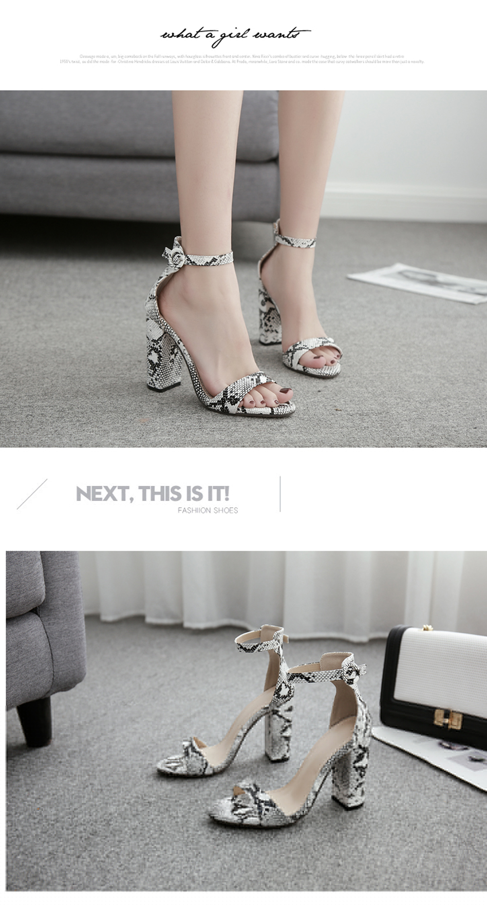Women's Square Heel Open Toe Shoes Sexy Sandals