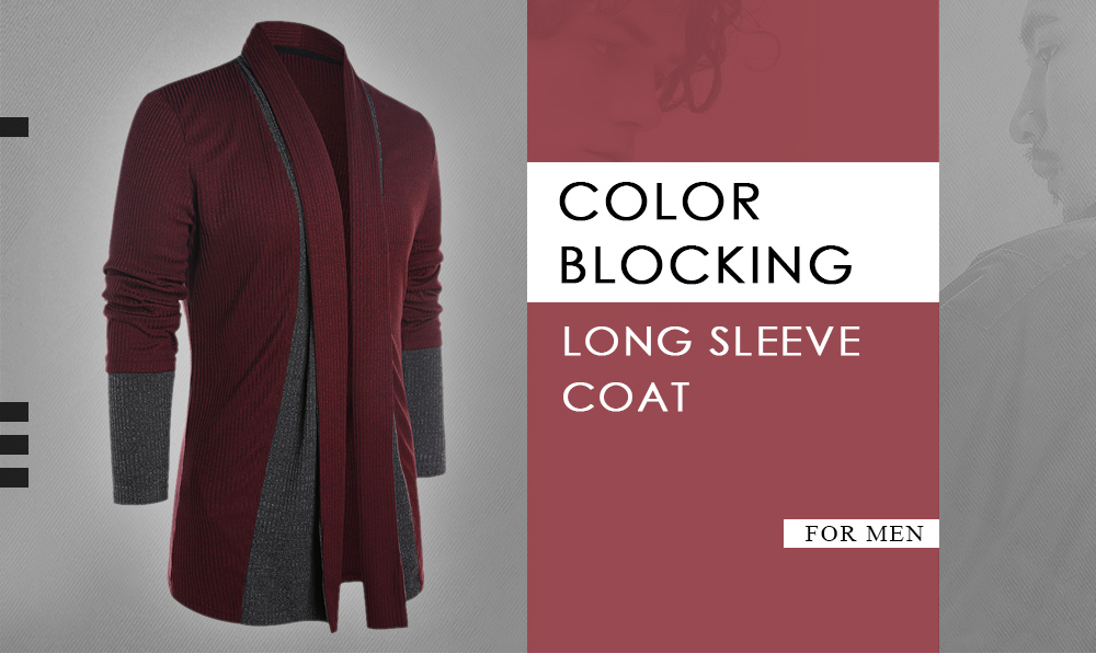 Color Block Long Sleeve Coat