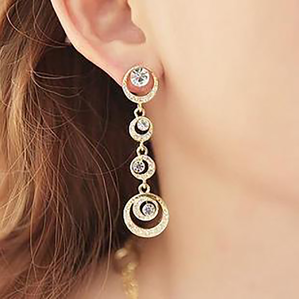 Fashion Circles Full of Diamond Pendant Earrings