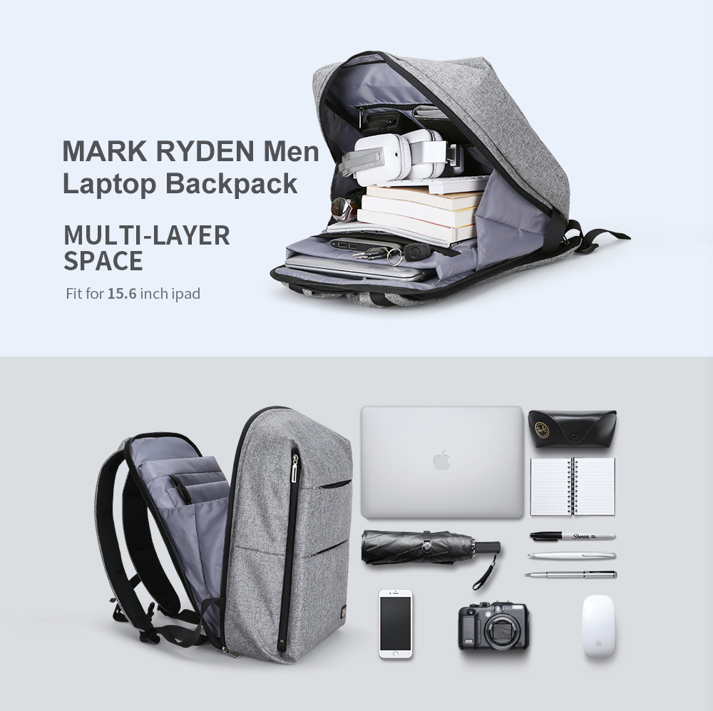 MARK RYDEN Men Water Repellent Large Capacity Casual Laptop Backpack
