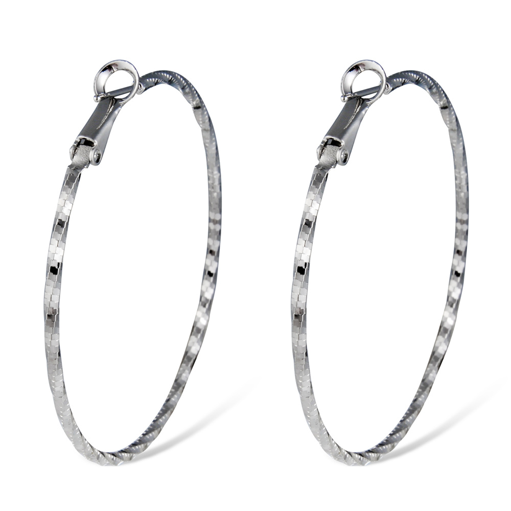 Fashion Silver Plated Large Circle Spiral Earrings