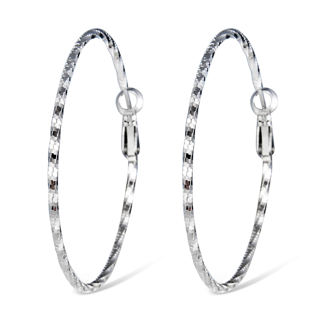 Fashion Silver Plated Large Circle Spiral Earrings