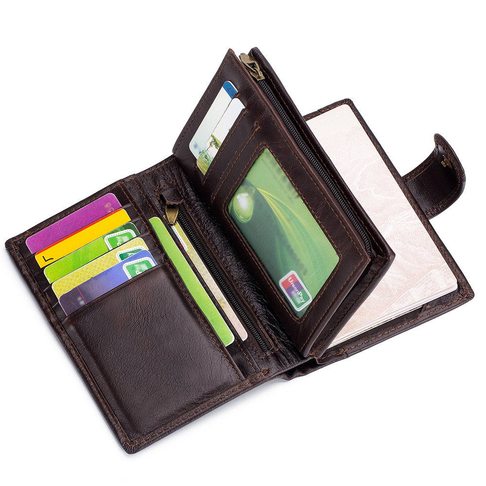 LAOSHIZI Cowhide Three-In-One Leisure Card Bag Wallet Passport Bag