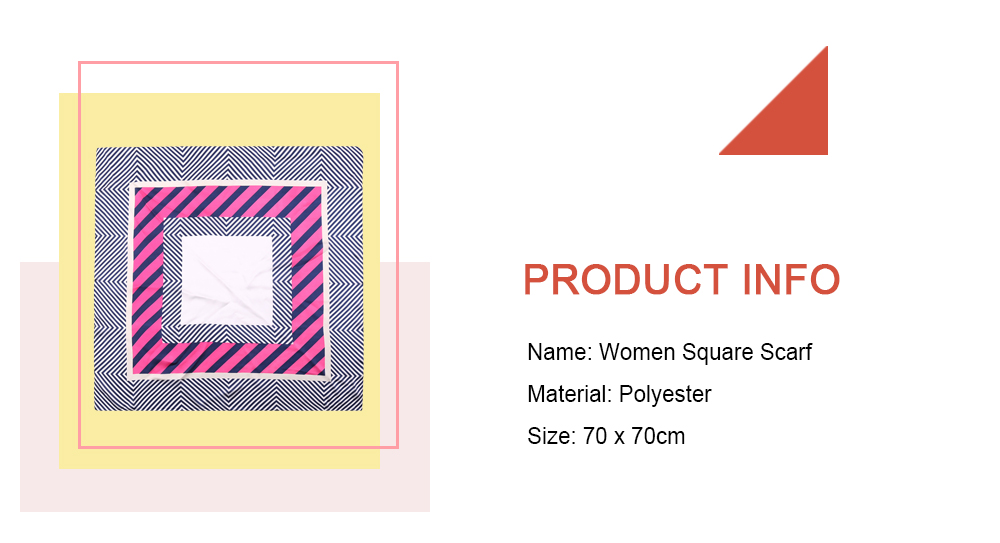 Fashionable Color Blocking Print Lightweight Square Neckerchief Women Scarf