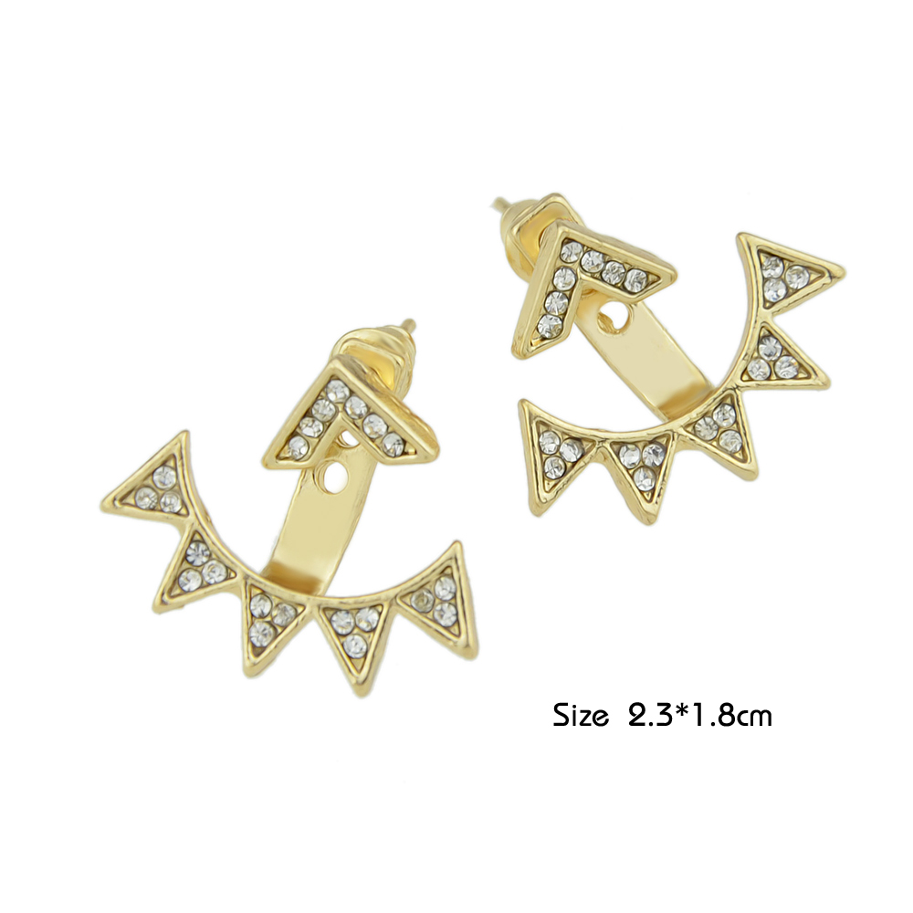 Silver Gold-Color with Rhinestone Stud Earrings
