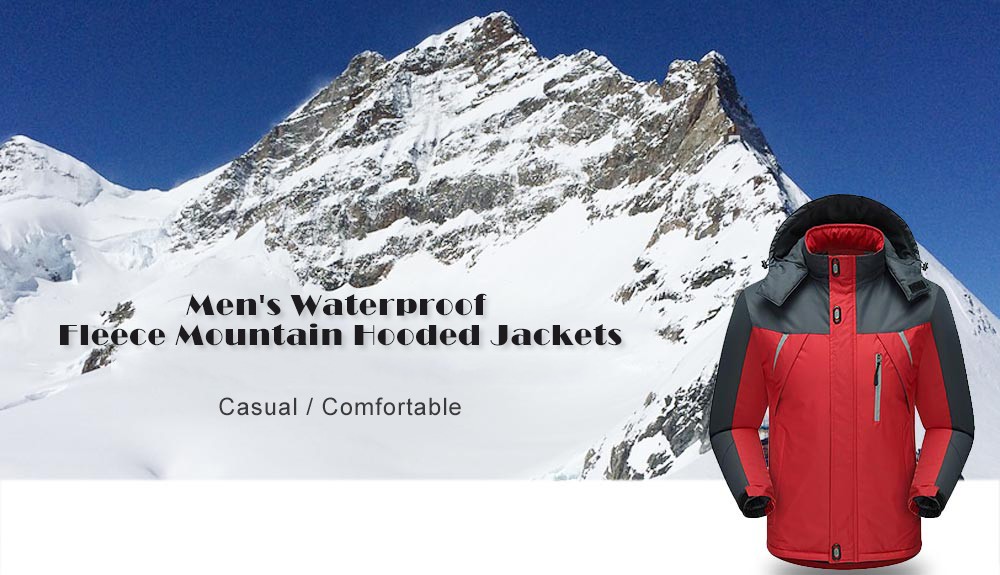 Men's Ski Waterproof Fleece Mountain Hooded Jackets Outdoor Coat