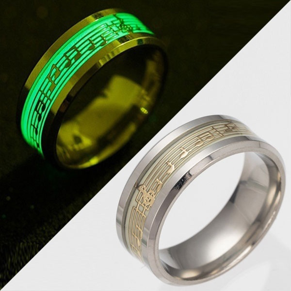 Stylish Piano Score Luminous Luminous Ring Musical Note Ornament Ring