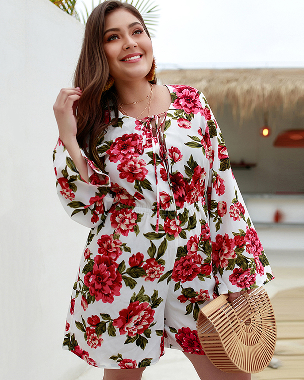 2019 Spring and Summer Women'S Print Long-Sleeved Jumpsuit - Black ...