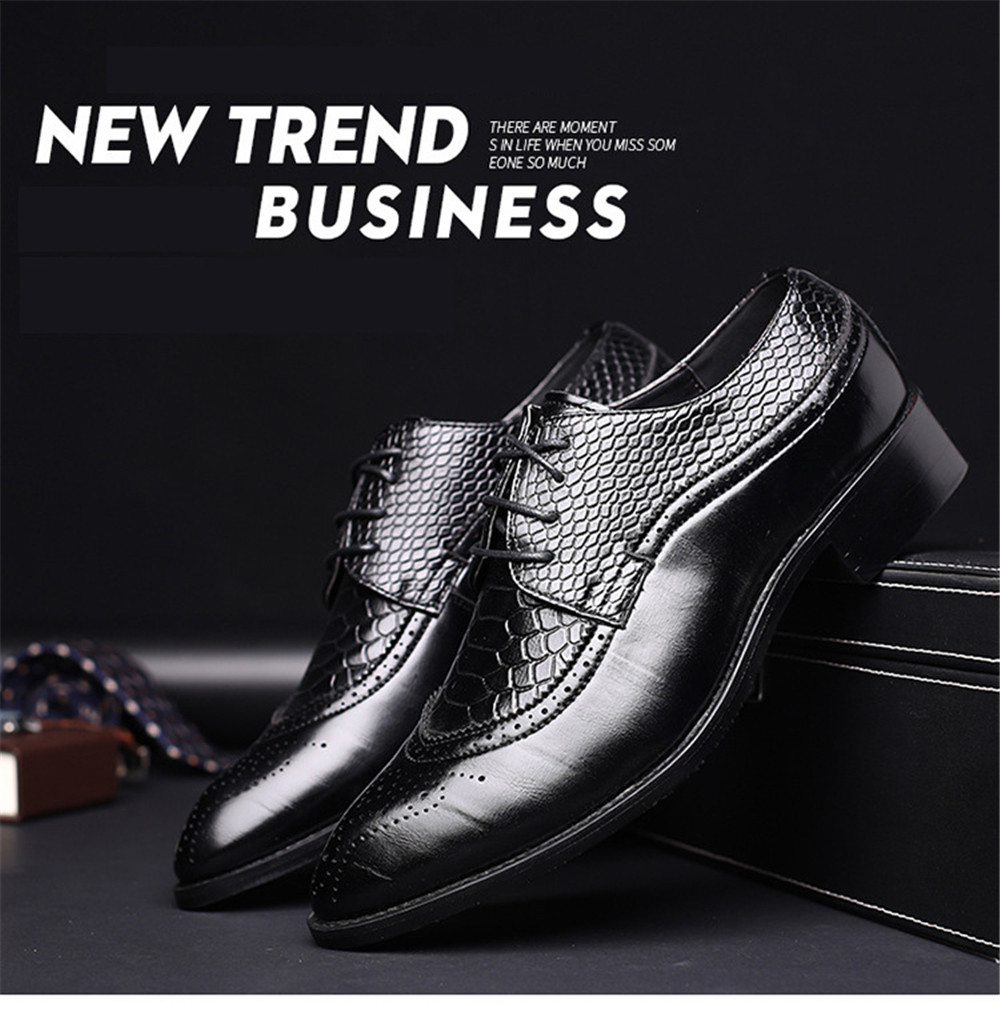 Fashion Leather Shoes Men Dress Shoe Pointed Oxfords