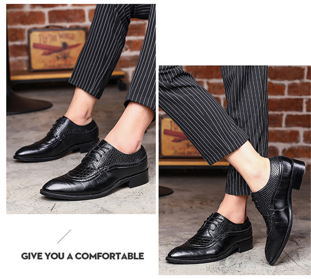 Fashion Leather Shoes Men Dress Shoe Pointed Oxfords