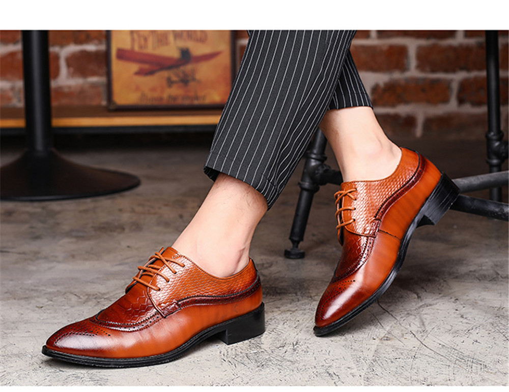 Fashion Leather Shoes Men Dress Shoe Pointed Oxfords