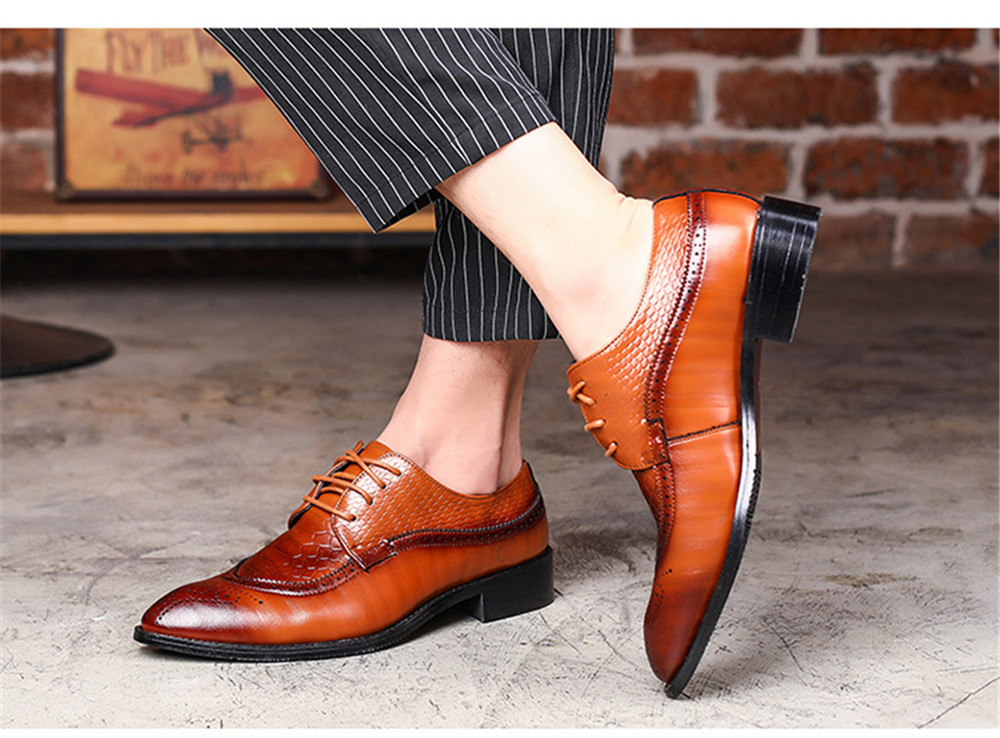Fashion Leather Shoes Men Dress Shoe Pointed Oxfords