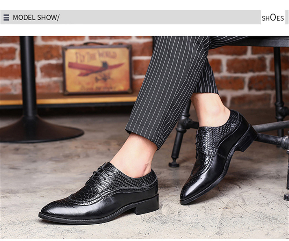 Fashion Leather Shoes Men Dress Shoe Pointed Oxfords