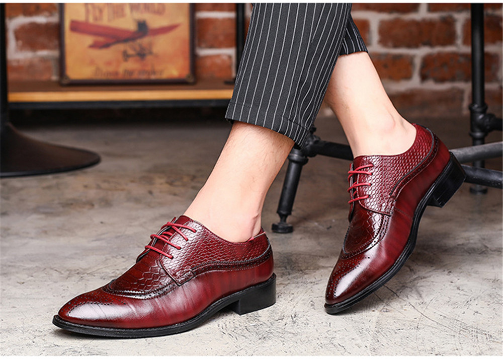 Fashion Leather Shoes Men Dress Shoe Pointed Oxfords