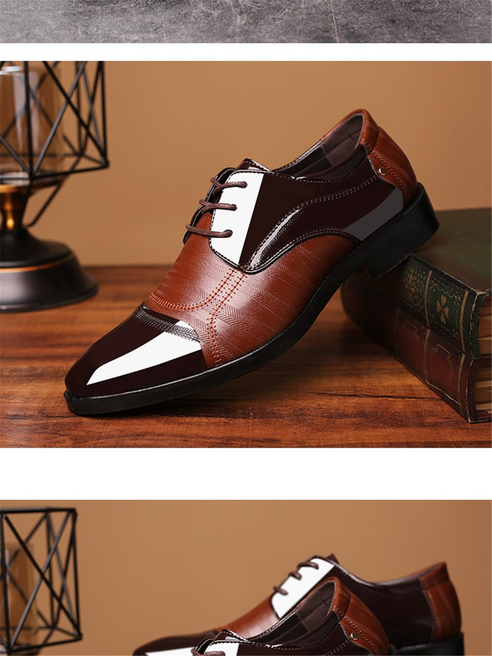 Leather Shoes Pointed Men Ballroom Dance Bureau Dress Shoes Man - Brown ...