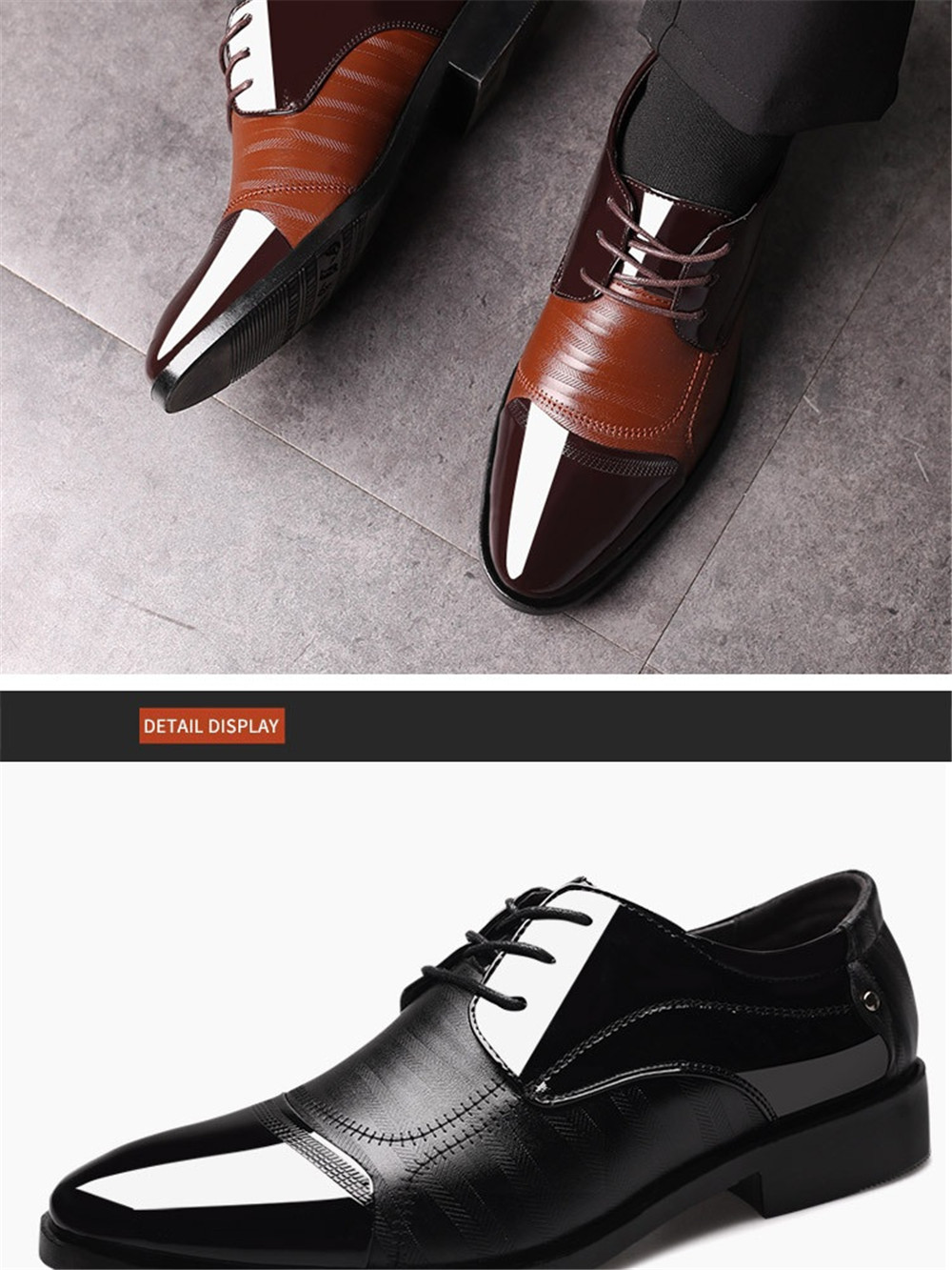 Leather Shoes Pointed Men Ballroom Dance Bureau Dress Shoes Man - Brown ...