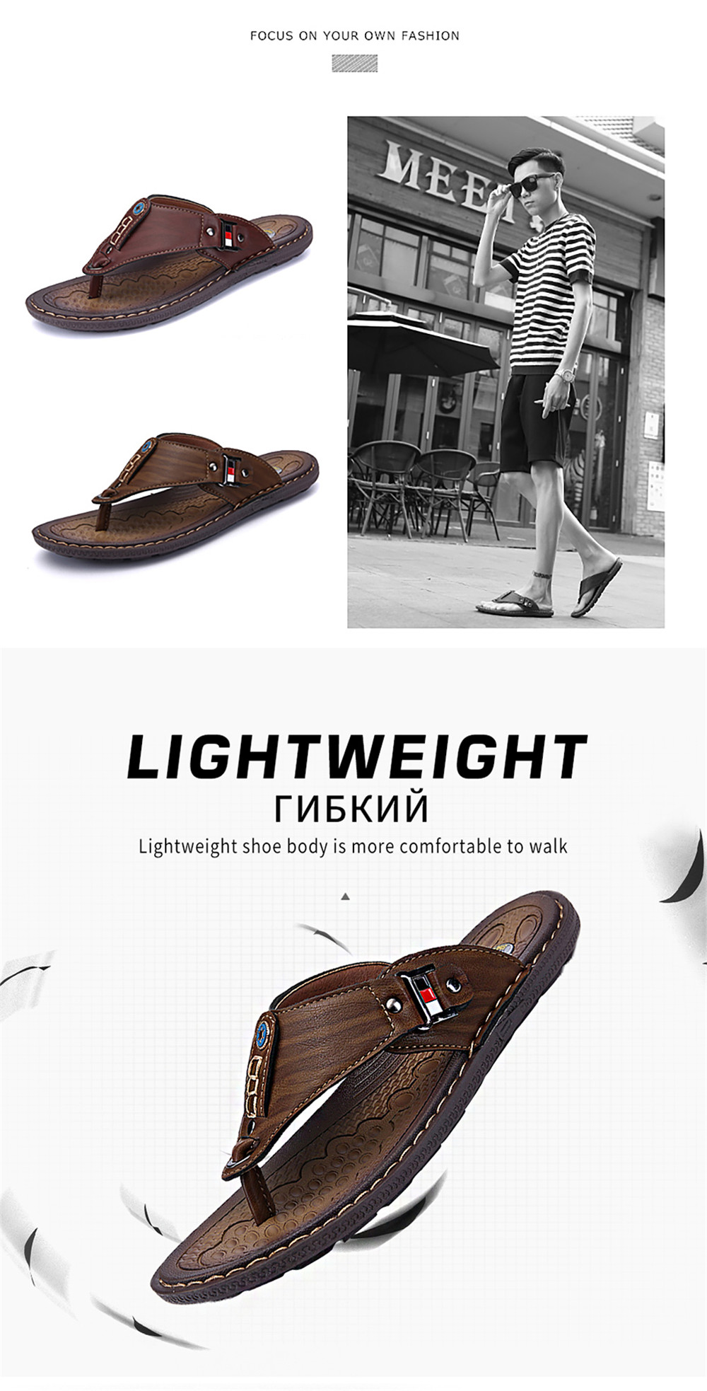 New Arrival Summer Men Flip Flops High Quality Beach Sandals Non-Slide Male