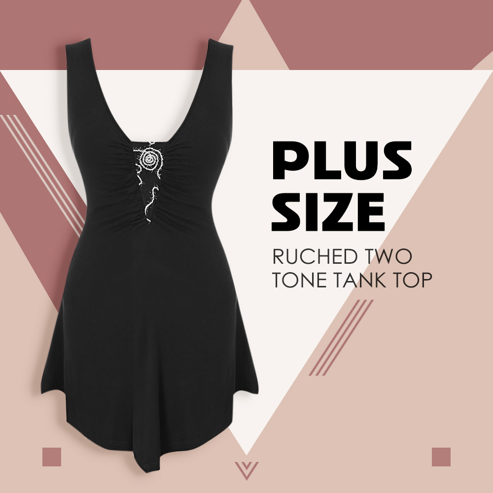 Plus Size Contrast Flare Tank Top