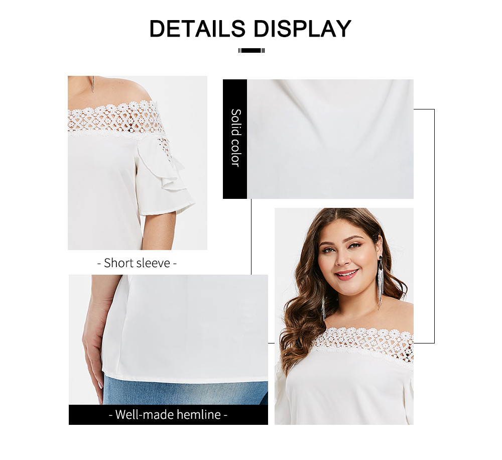 Off The Shoulder Plus Size Lace Panel Blouse