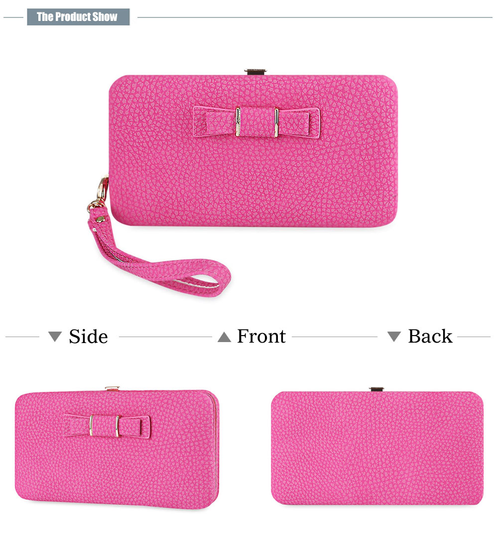 Guapabien Sweet Bowknot Zip Around Women Purse