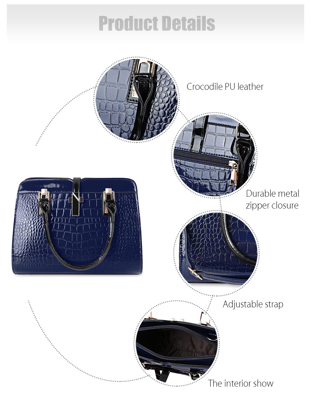Guapabien Stylish PU Leather Women Tote Bag