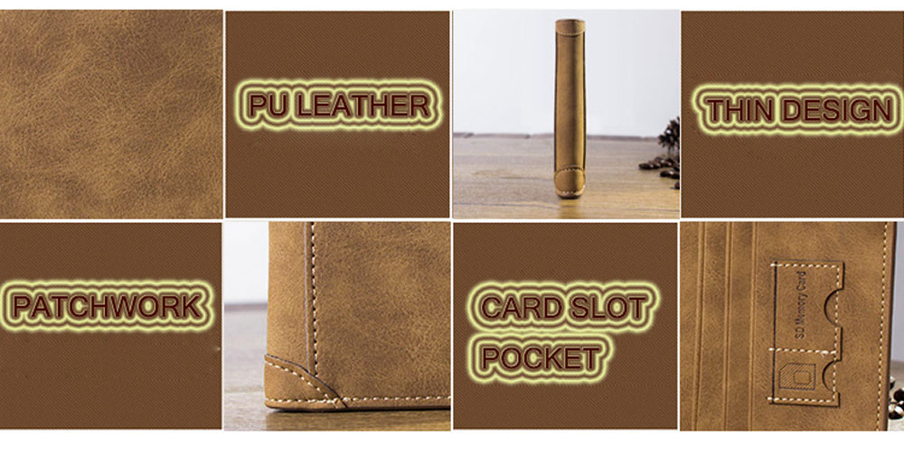 Men Solid Color Letter Embellishment Dull Polish Open Vertical Wallet