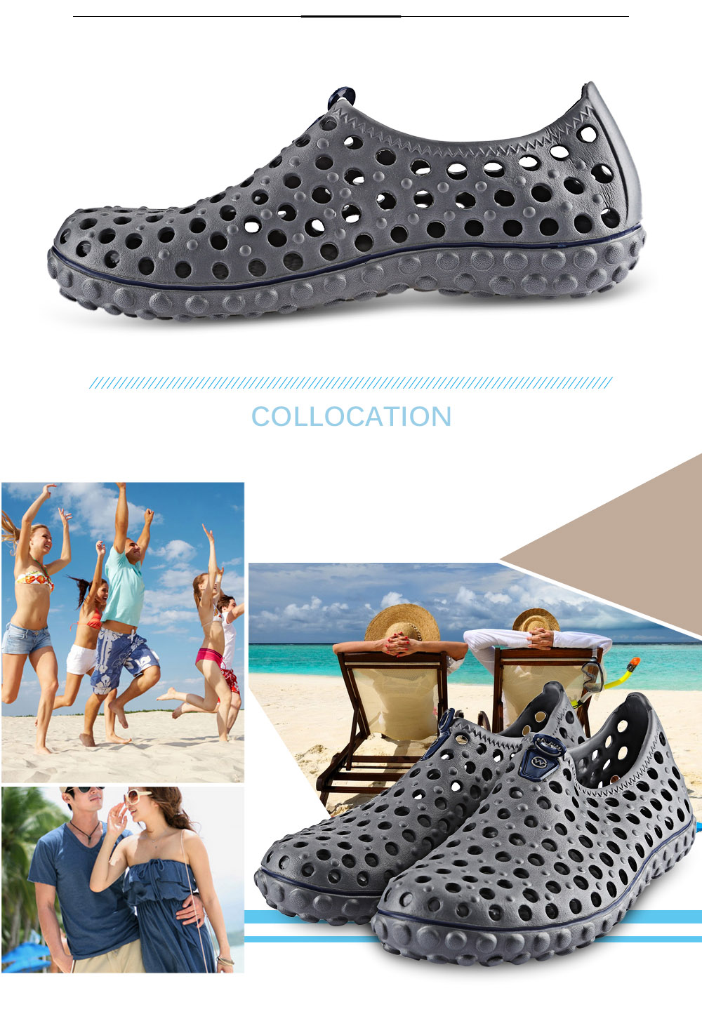 Outdoor Hole Design Ultra-light Slip On Sandals for Men