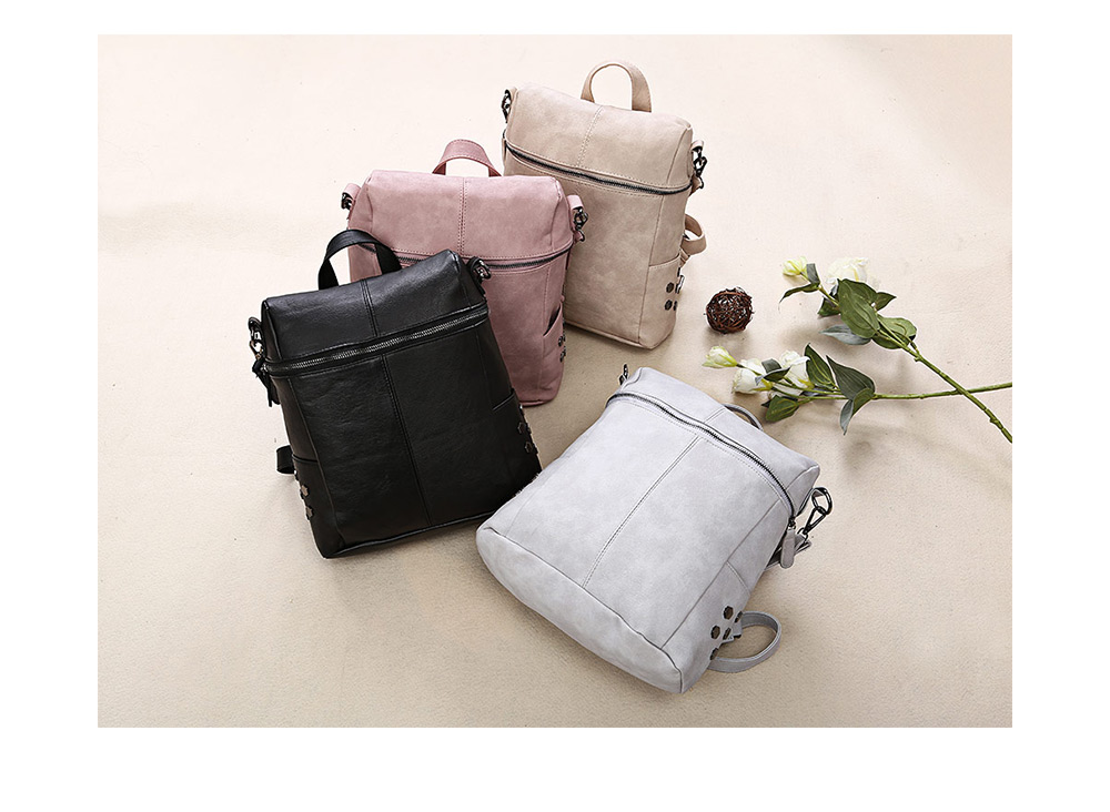 Guapabien Preppy Style Backpack Rivet Women Shoulder Bag Handbag
