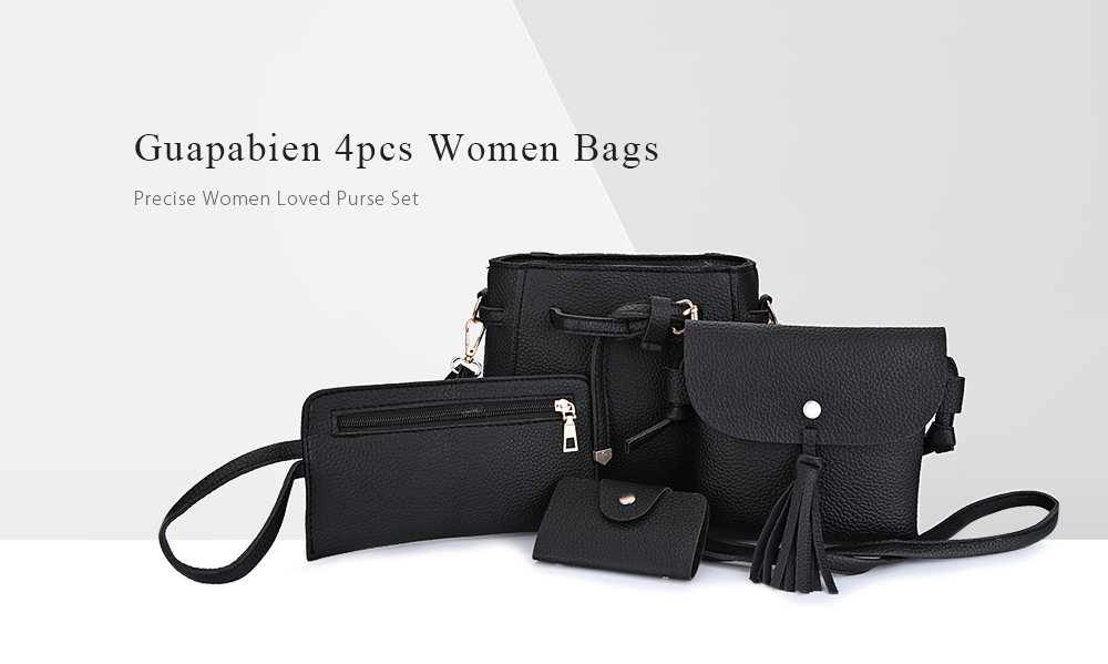 Guapabien PU Leather Shoulder Bag Card Holder Handbag 4pcs Bags for Women