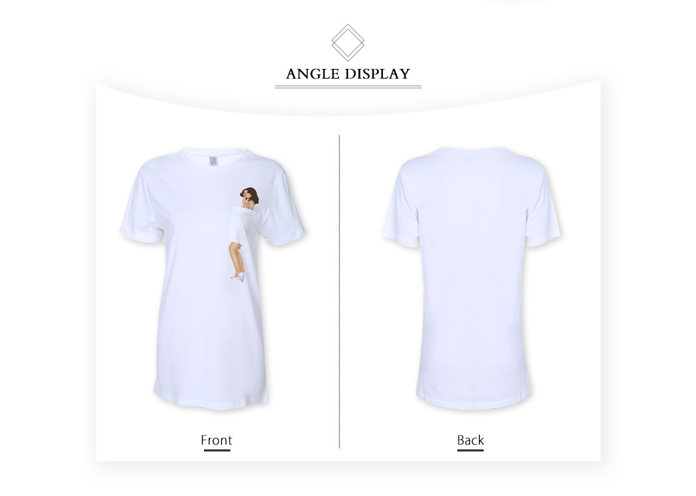 Casual Style Sexy Lady Pocket Custom Fit Round Neck T-shirt for Women