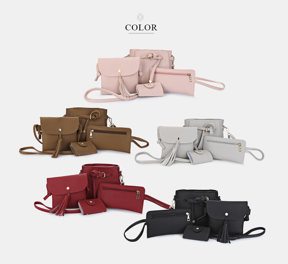 Guapabien PU Leather Shoulder Bag Card Holder Handbag 4pcs Bags for Women