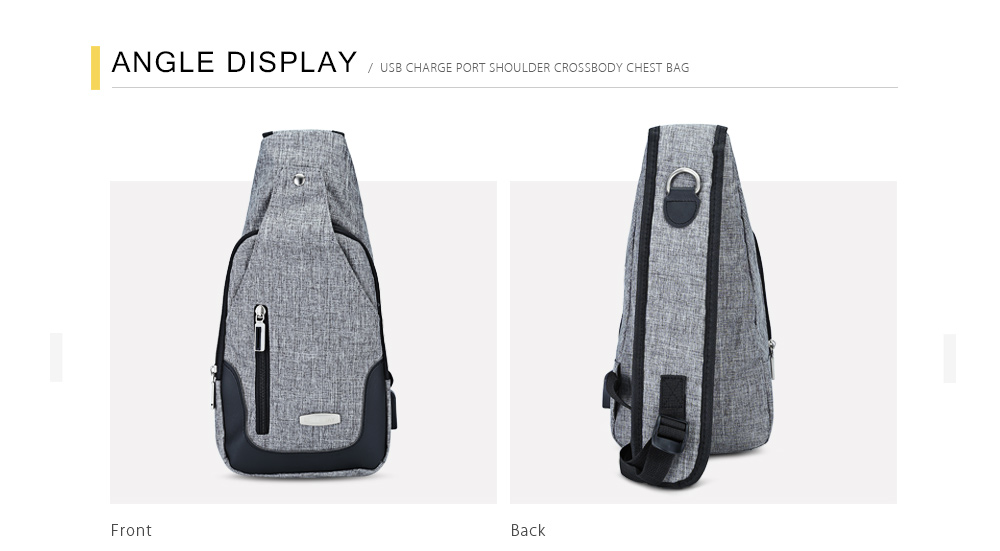 Guapabien Casual USB Charge Port Cable Shoulder Crossbody Chest Bag