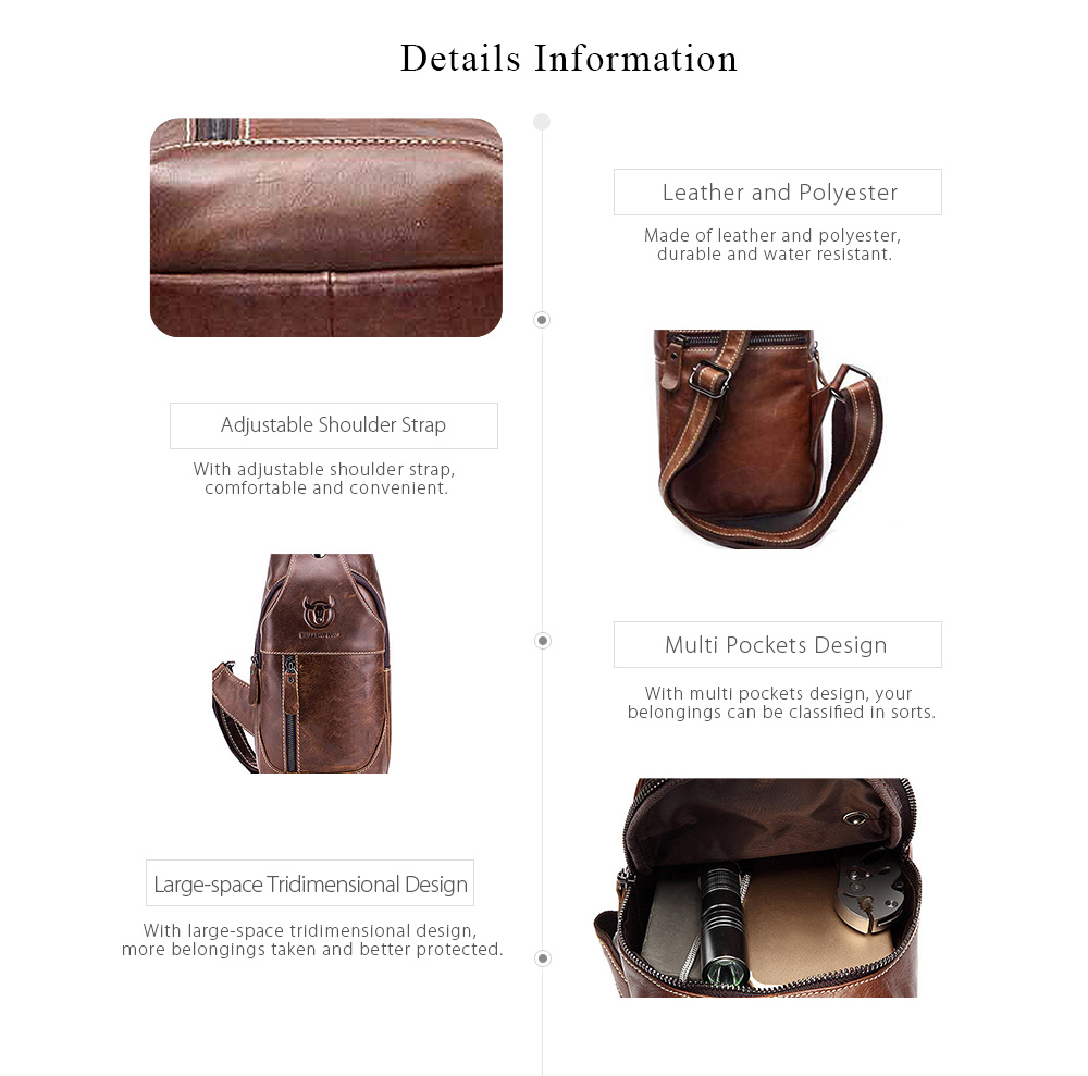 BULLCAPTAIN Genuine Leather Shoulder Bag for Men