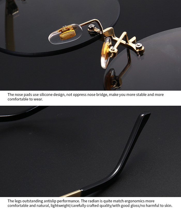 Rounded Jelly Lens Rimless Sunglasses