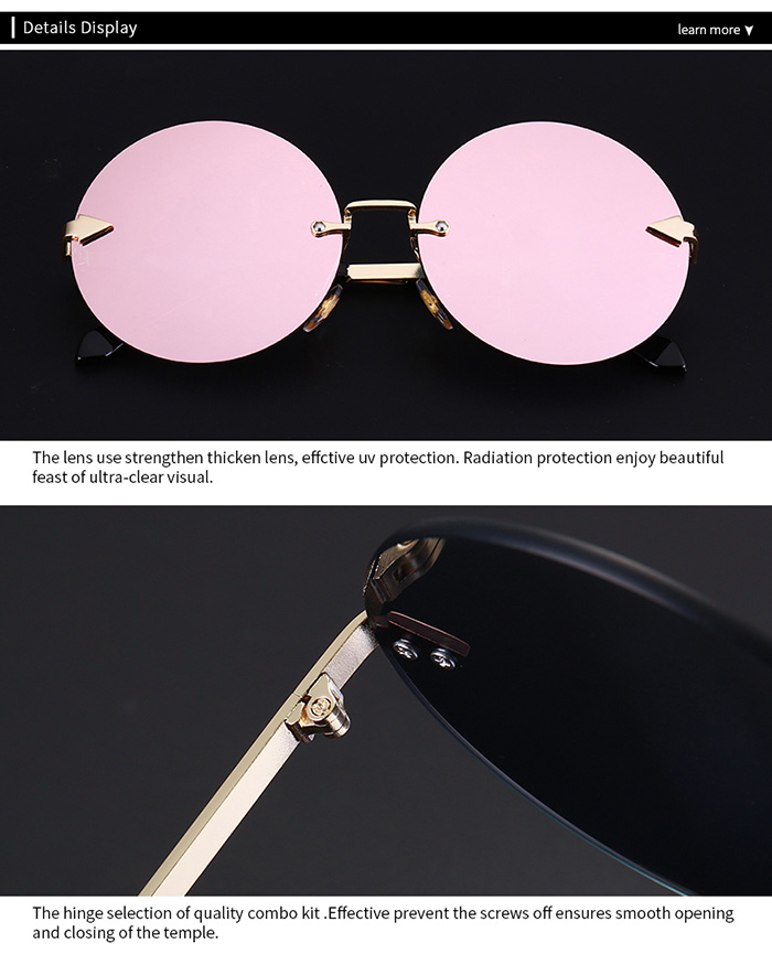 Rounded Jelly Lens Rimless Sunglasses