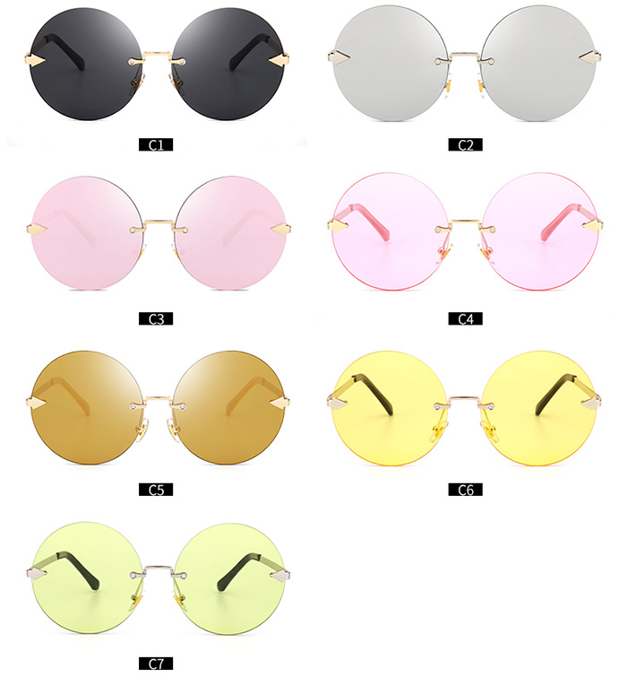Rounded Jelly Lens Rimless Sunglasses