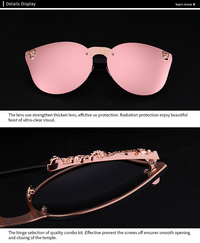 Skull Insert Butterfly Lens Mirror Sunglasses