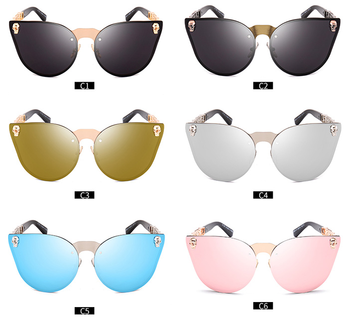 Skull Insert Butterfly Lens Mirror Sunglasses