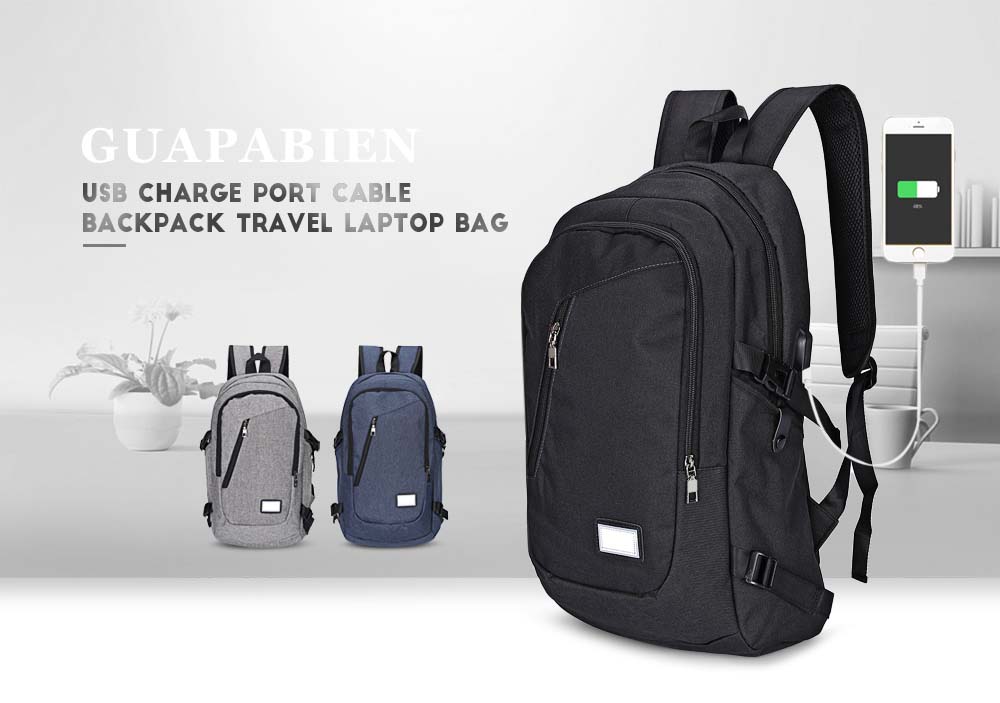 Guapabien External USB Charge Port Cable Laptop Bag Travel Backpack