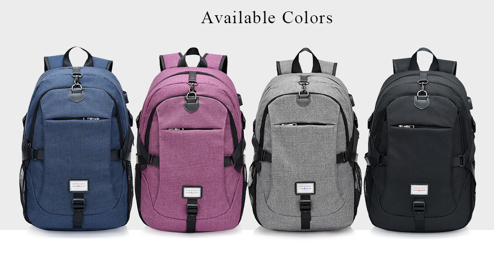 Casual Durable Canvas Backpack with USB Port for Men