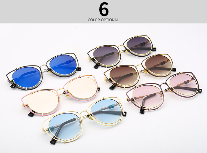Double Frame Hollow Out Cat Eye Sunglasses