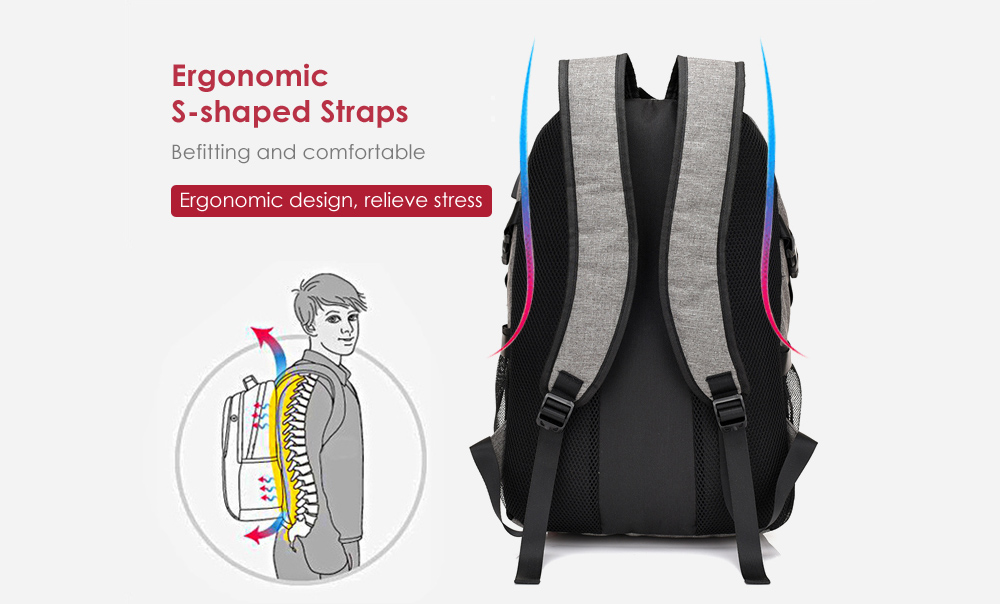 Casual Durable Canvas Backpack with USB Port for Men