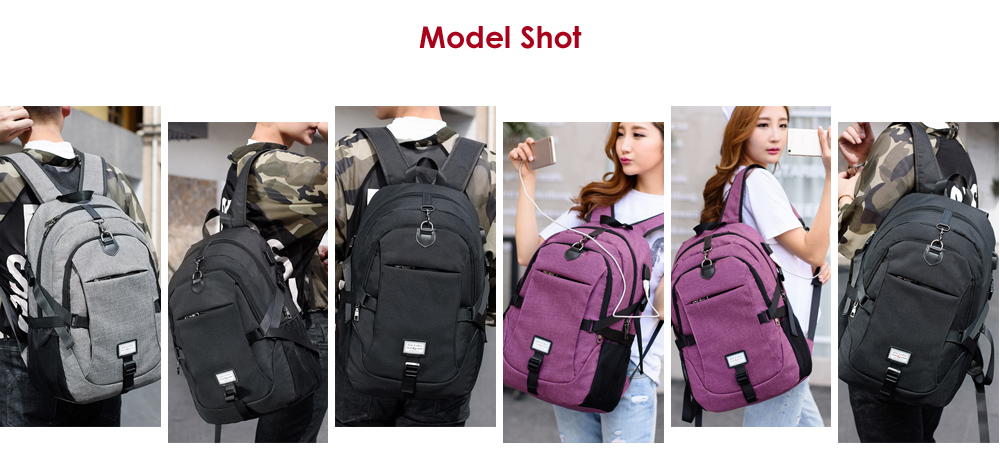 Casual Durable Canvas Backpack with USB Port for Men