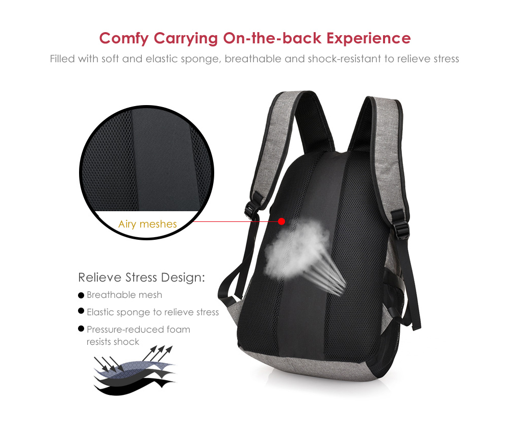 Casual Durable Canvas Backpack with USB Port for Men