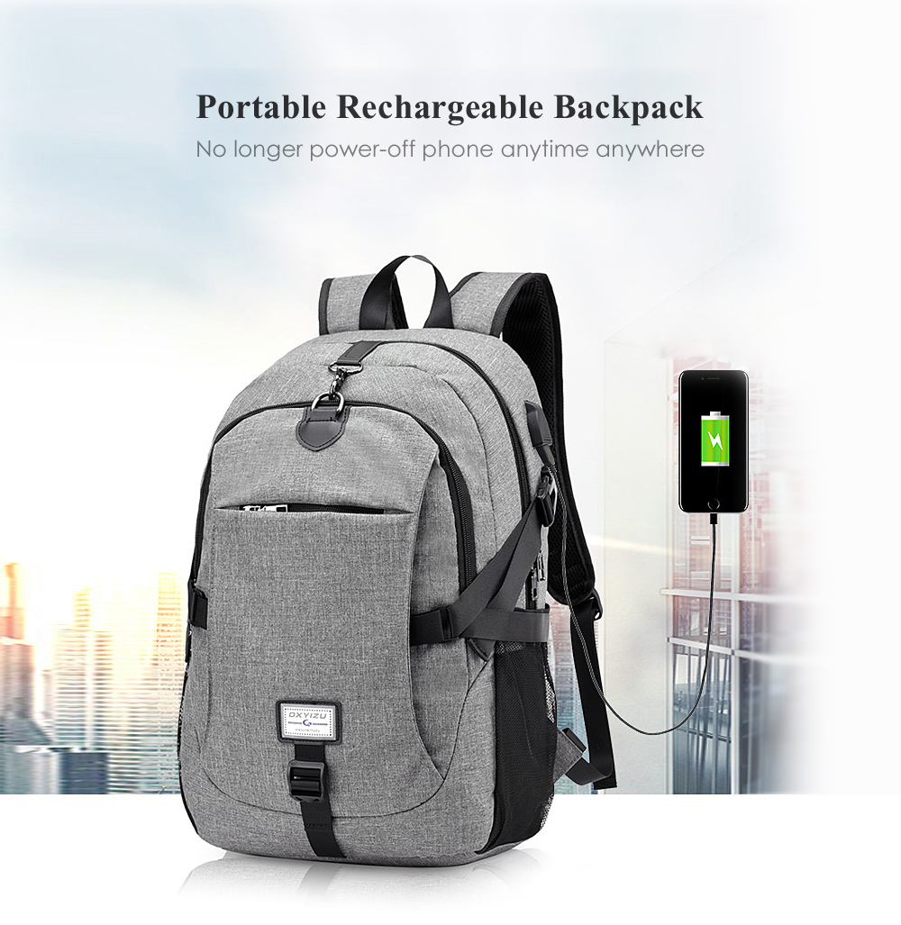 Casual Durable Canvas Backpack with USB Port for Men