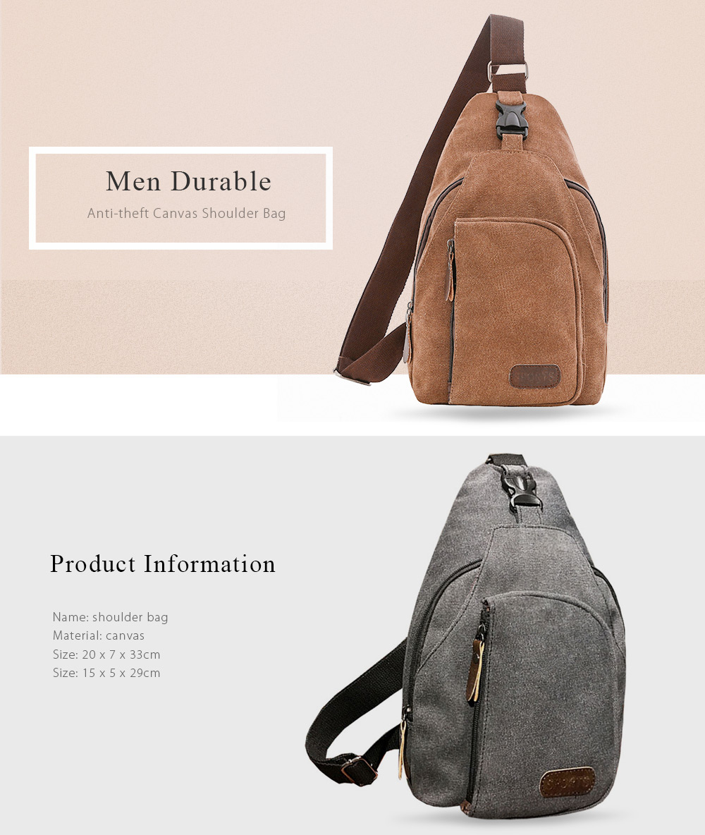 Durable Anti-theft Canvas Shoulder Bag for Men