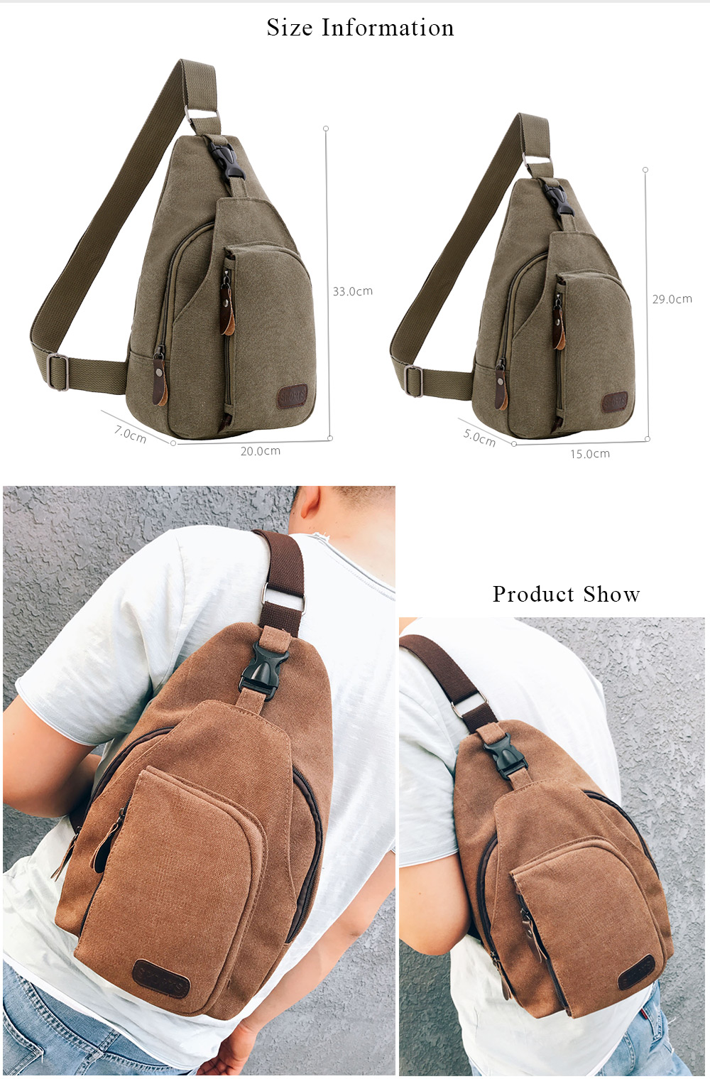 Durable Anti-theft Canvas Shoulder Bag for Men