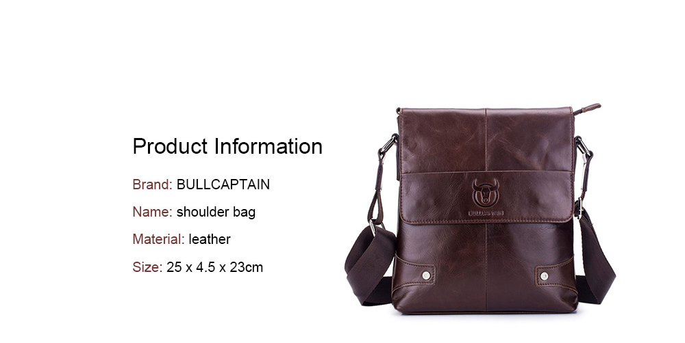 BULLCAPTAIN Business Leather Shoulder Bag for Men