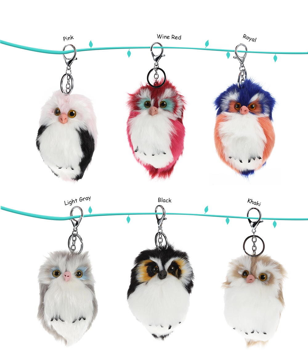 Lovely Owl Style Key Ring Artificial Rabbit Fur Keychain