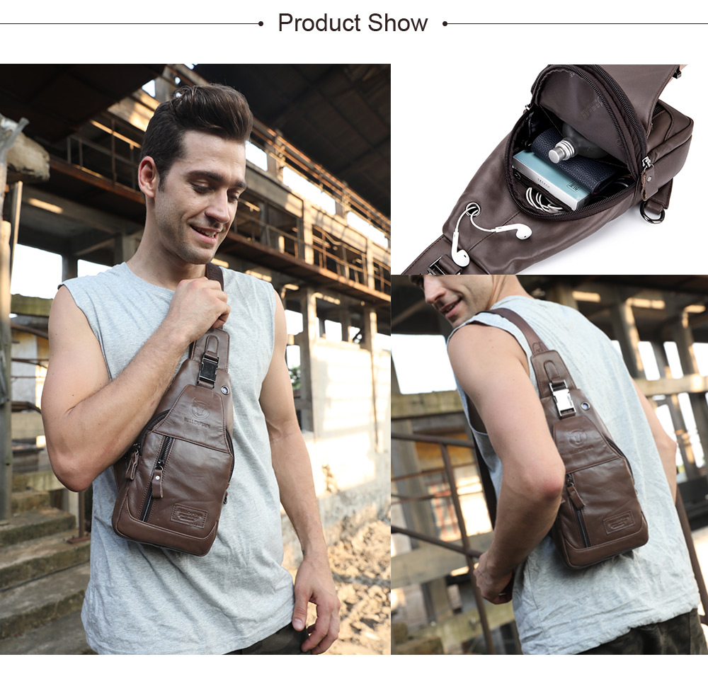 BULLCAPTAIN Anti-theft Leather Chest Bag for Men